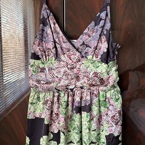 Floral Knee Length Dress Spaghetti Straps